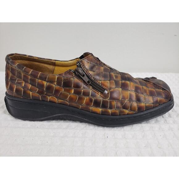 (J5) Helle Comfort Romu's Womens Shoes Size 40 Leather Side Zip Loafer Snake - Picture 3 of 7